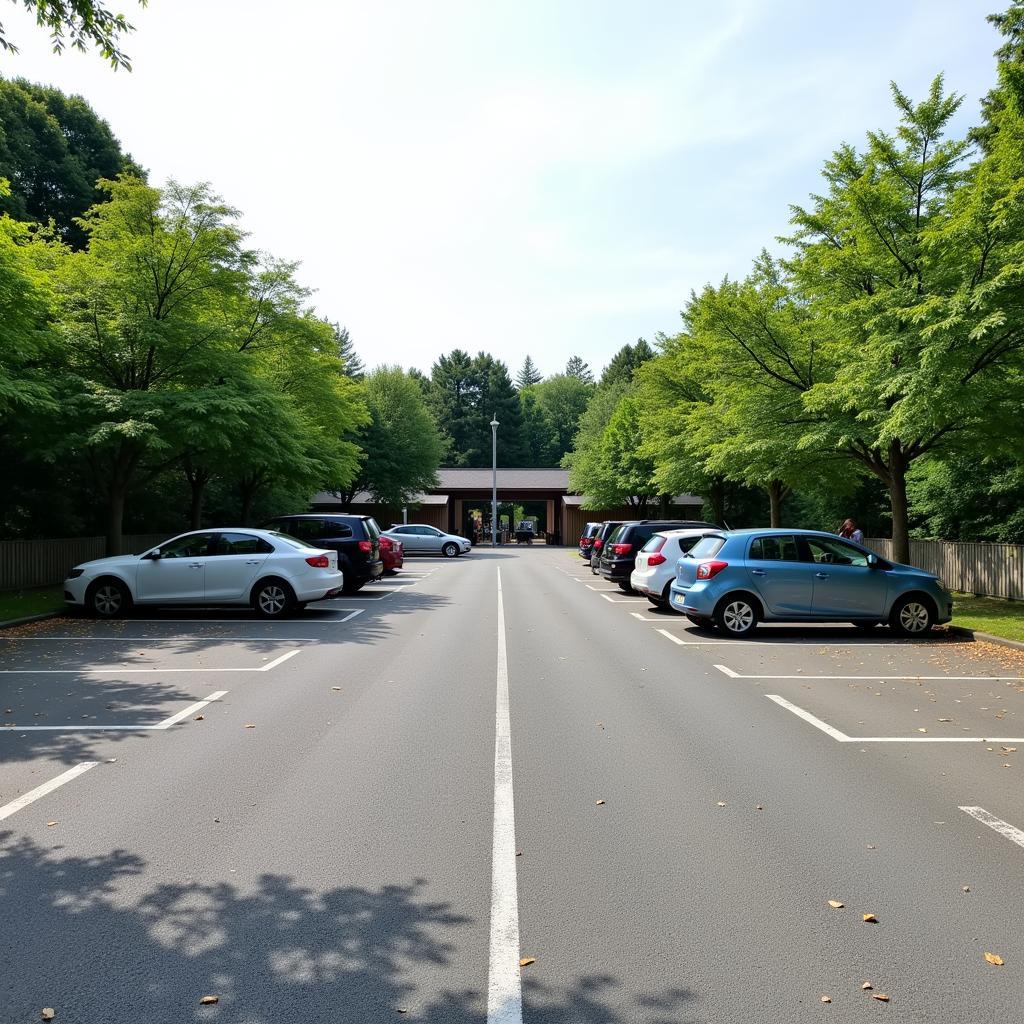 Parkplatz am Eingang des Japanischen Gartens Leverkusen