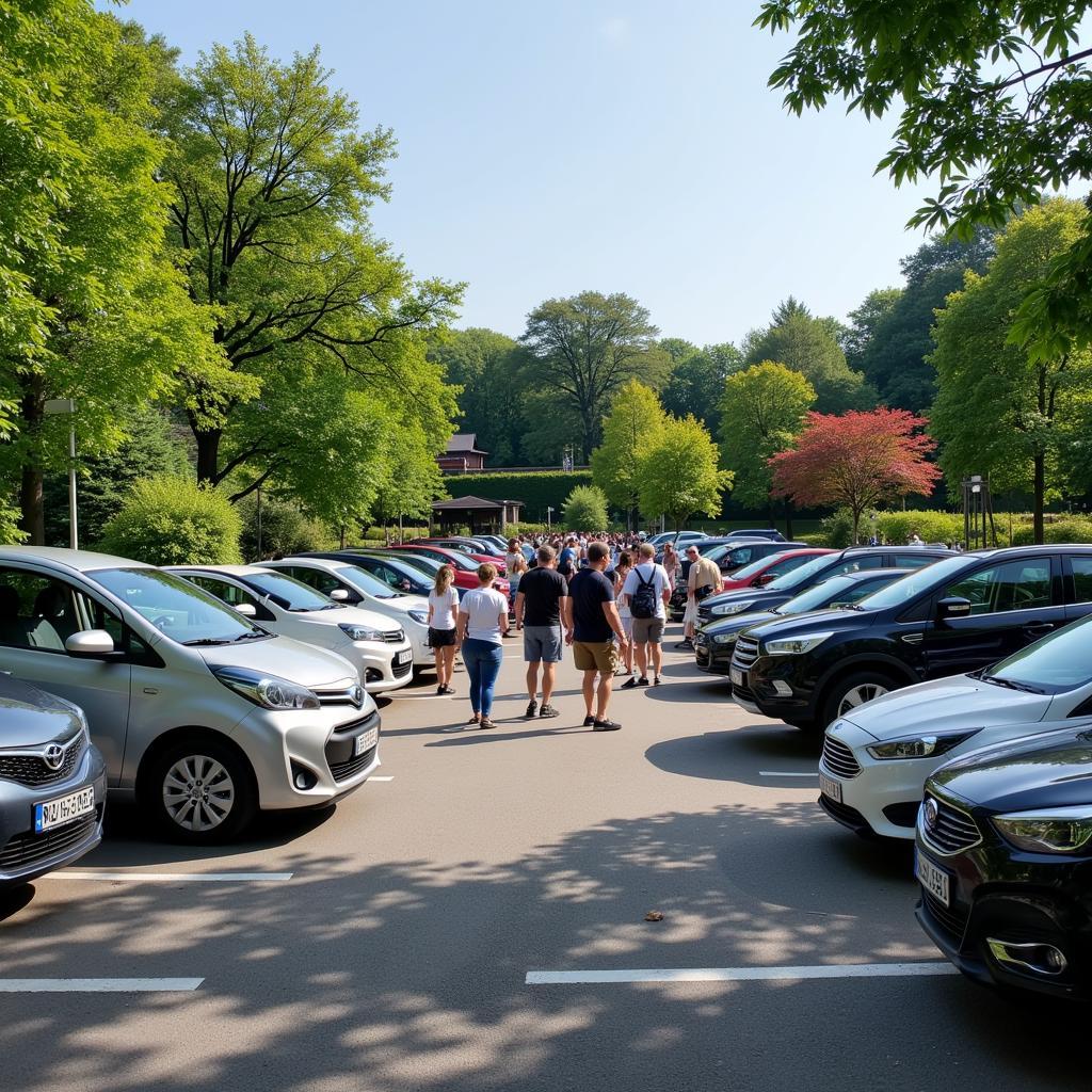 Parkplatzsituation am Wochenende am Japanischen Garten Leverkusen