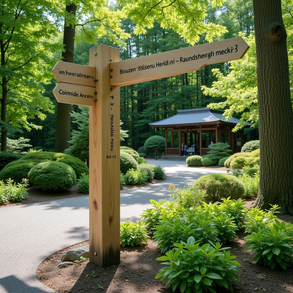 Wegweiser im Japanischen Garten Leverkusen