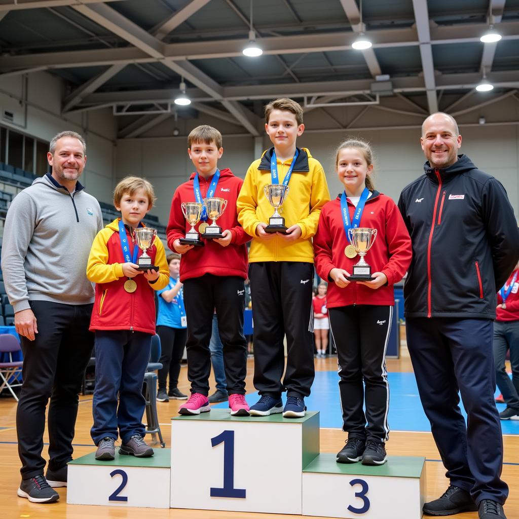 Siegerehrung beim 10.12 Jugend-Hallensportfest Leverkusen