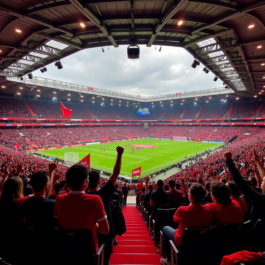 K1 Leverkusen Fans in der BayArena jubeln