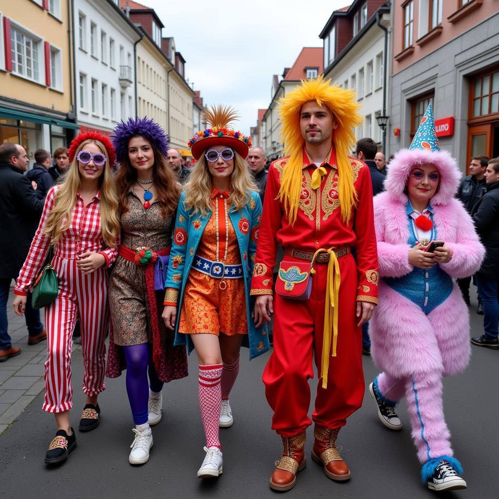 Bunte Kostüme beim Karneval in Leverkusen 2024