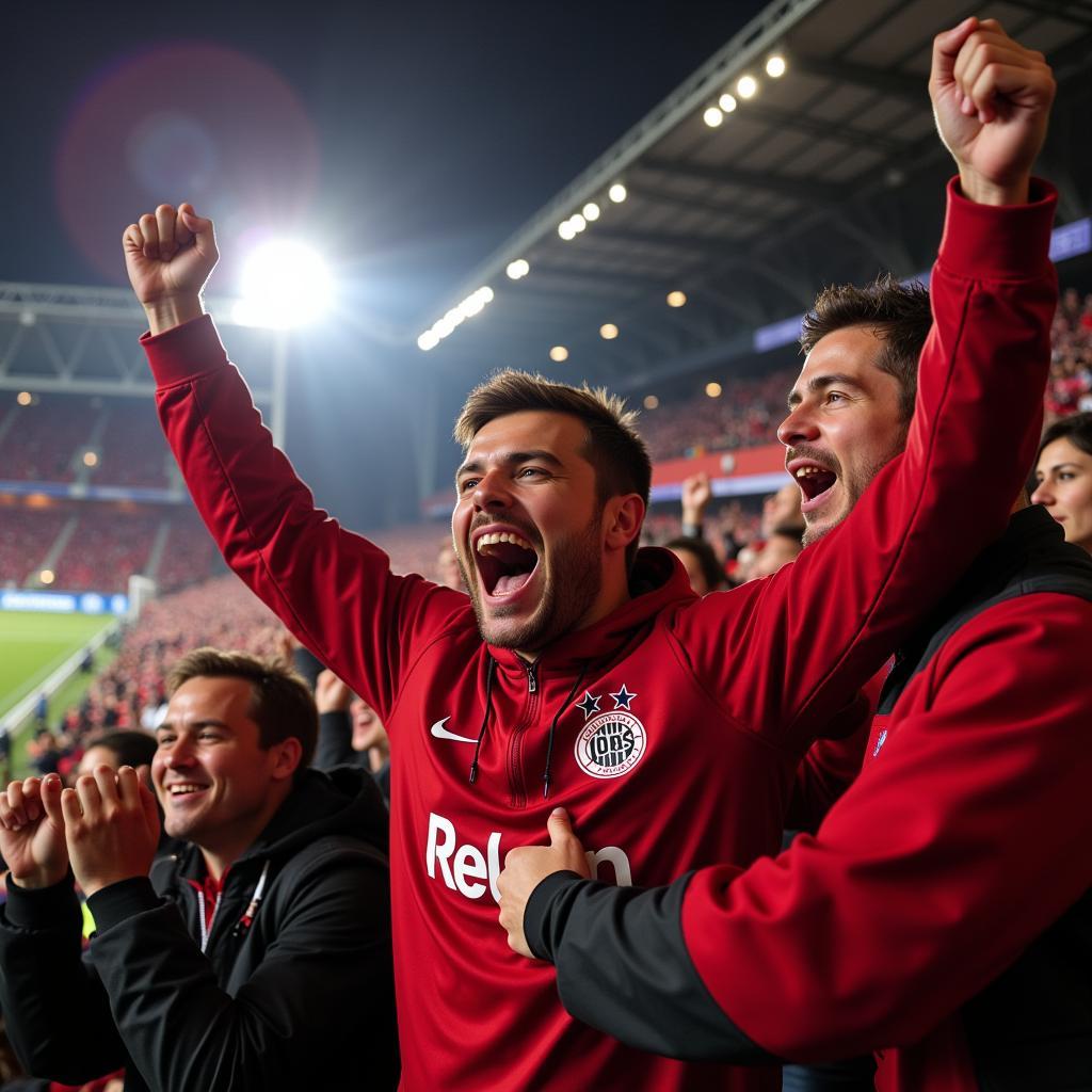 Bayer 04 Leverkusen Fans feiern im Stadion