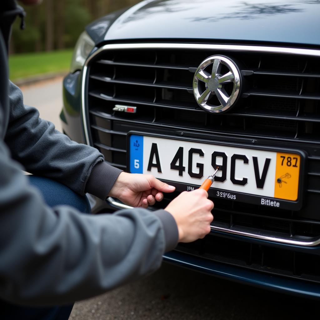 Anbringen eines Kennzeichens an einem Fahrzeug in Leverkusen