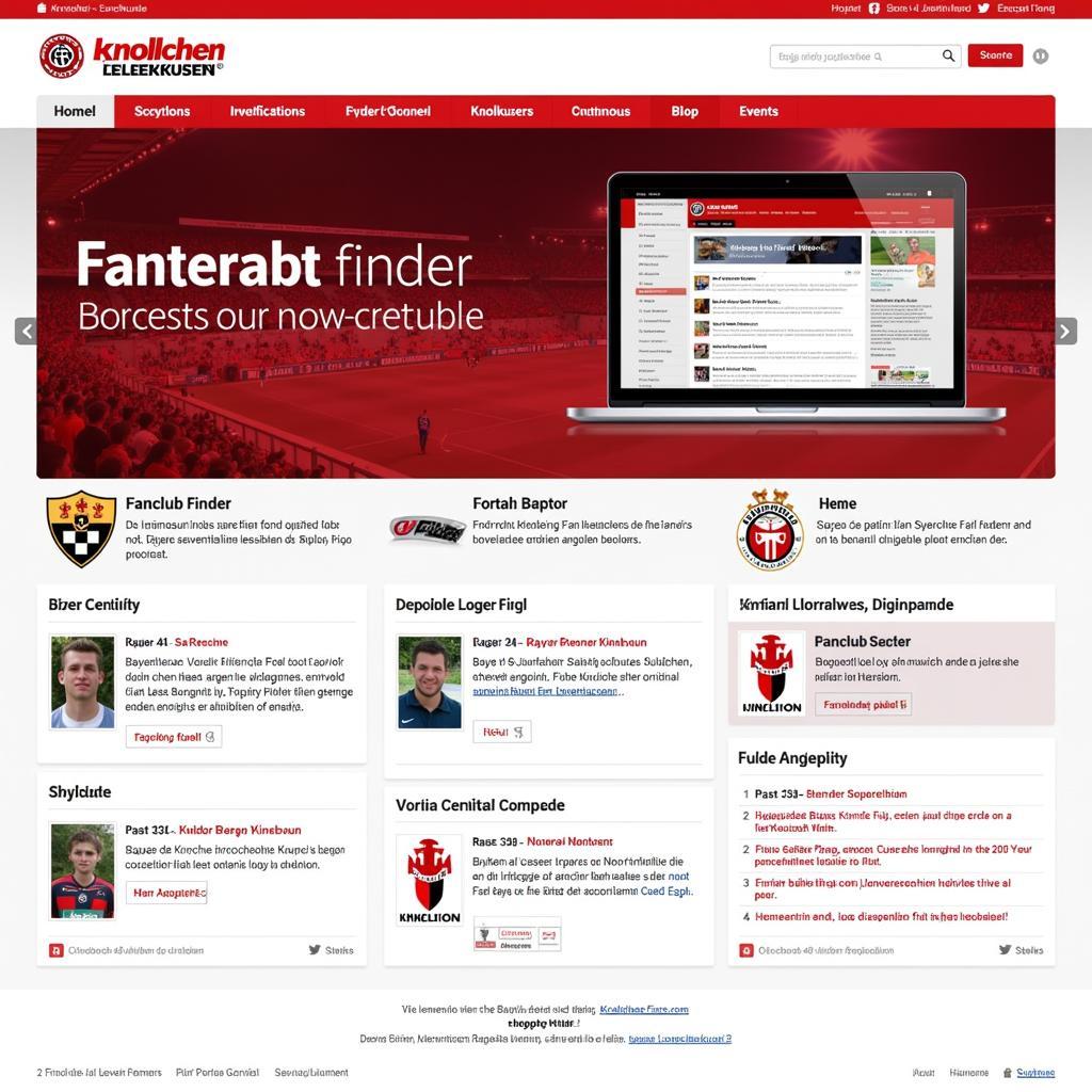 Navigation auf der Webseite knollchen.leverkusen.de für Bayer 04 Leverkusen Fanclubs