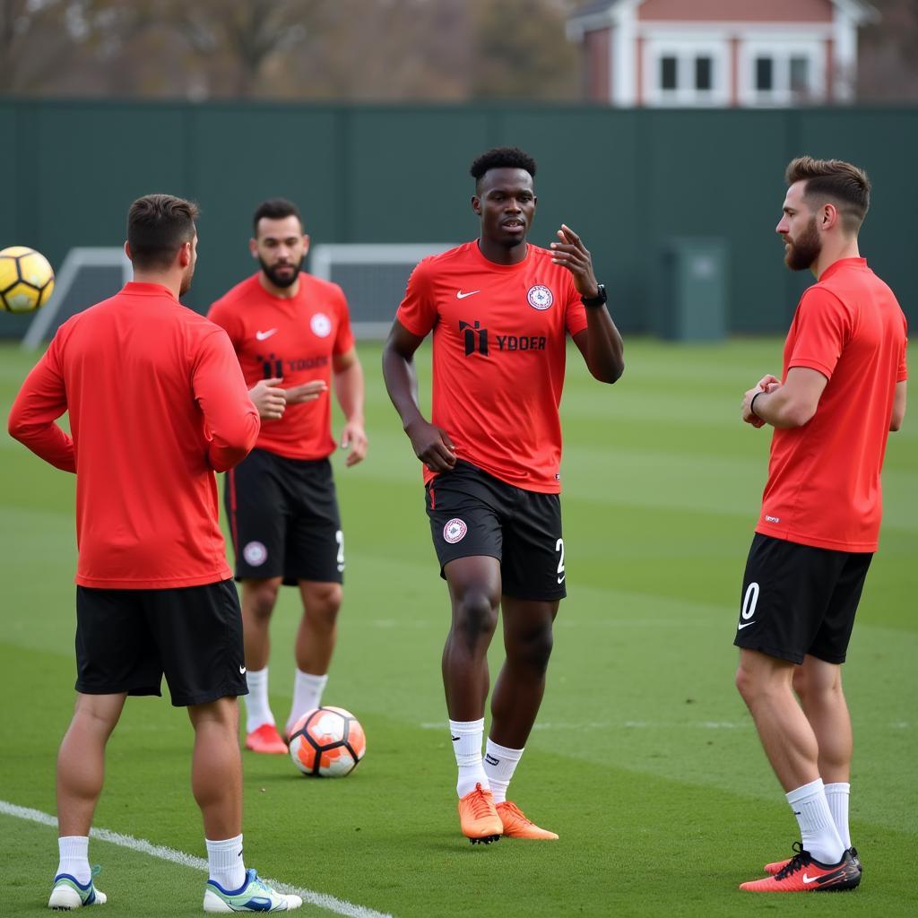 Kossounou beim Training mit Bayer Leverkusen