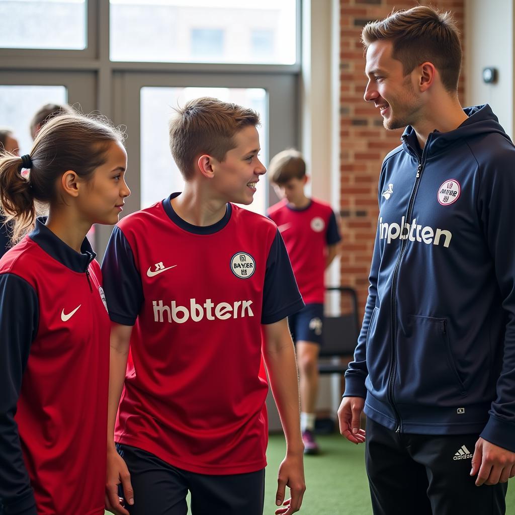 Schüler des Landrat-Lucas-Gymnasium treffen Bayer Leverkusen Athleten