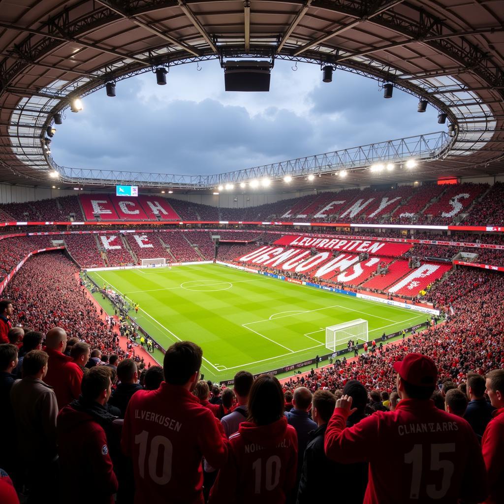 Fans von Lautern und Leverkusen im Stadion