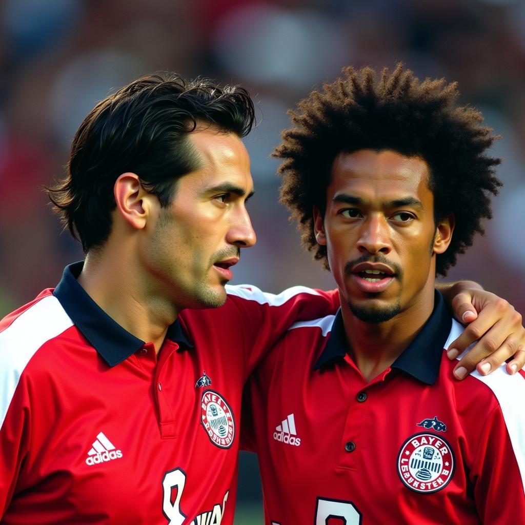 Michael Ballack und Zé Roberto im Trikot von Bayer Leverkusen 2002