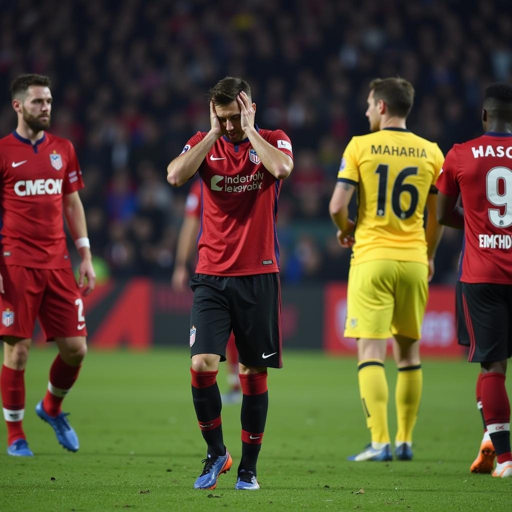 Enttäuschung bei Leverkusen nach dem Hinspiel gegen Atletico Madrid am 14.02.17