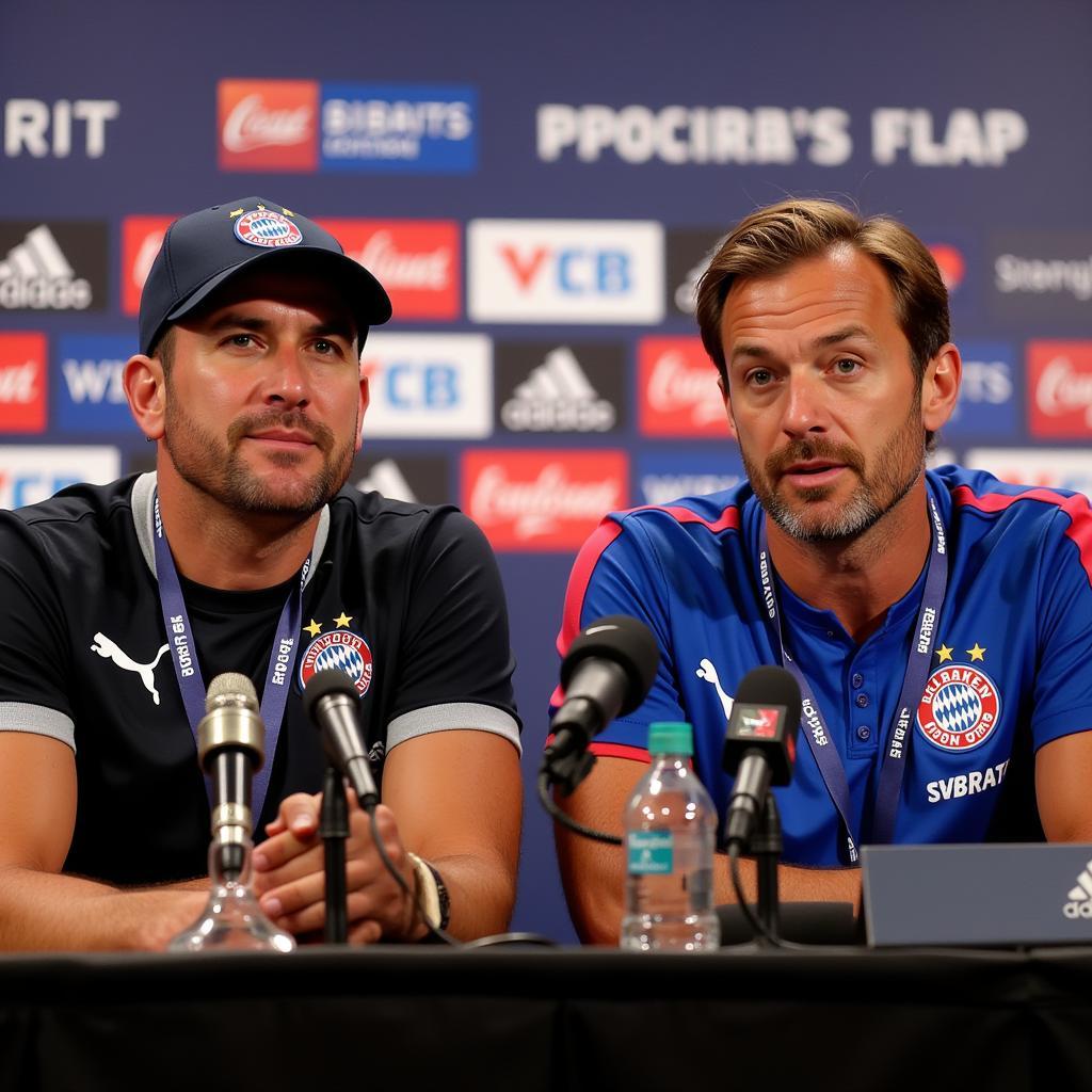 Pressekonferenz nach dem Spiel zwischen Leverkusen und Bayern