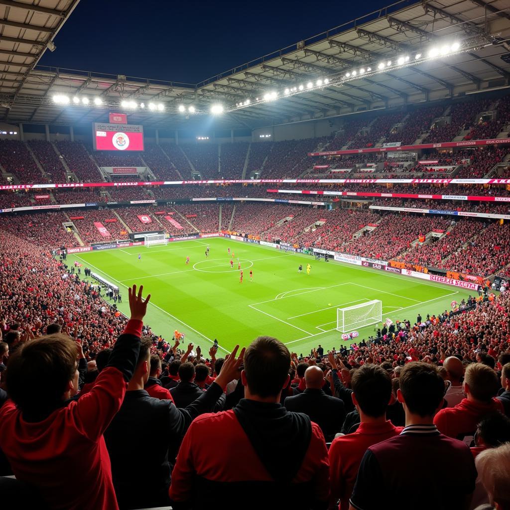 Leverkusen Bremen Fans im Stadion:  Die Stimmung ist elektrisierend.