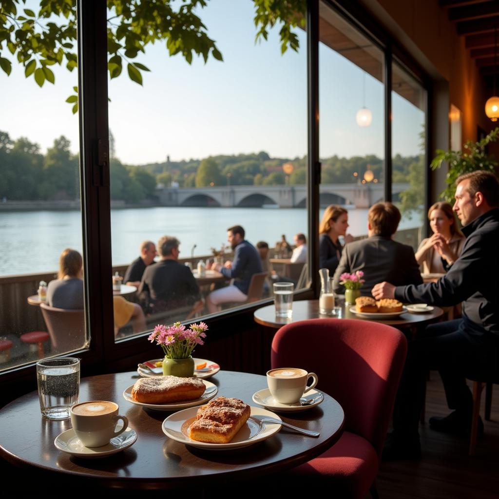 Gemütliches Café am Rhein in Leverkusen