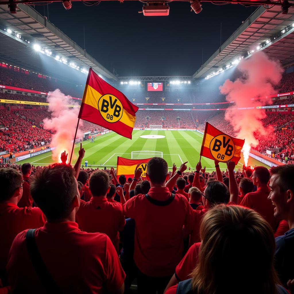 Fan-Atmosphäre beim Spiel Leverkusen gegen Dortmund