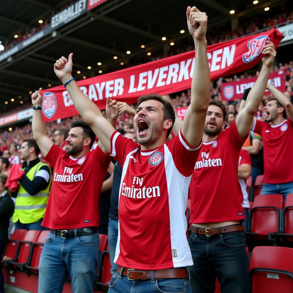 Fans unterstützen Bayer Leverkusen in der Euro League