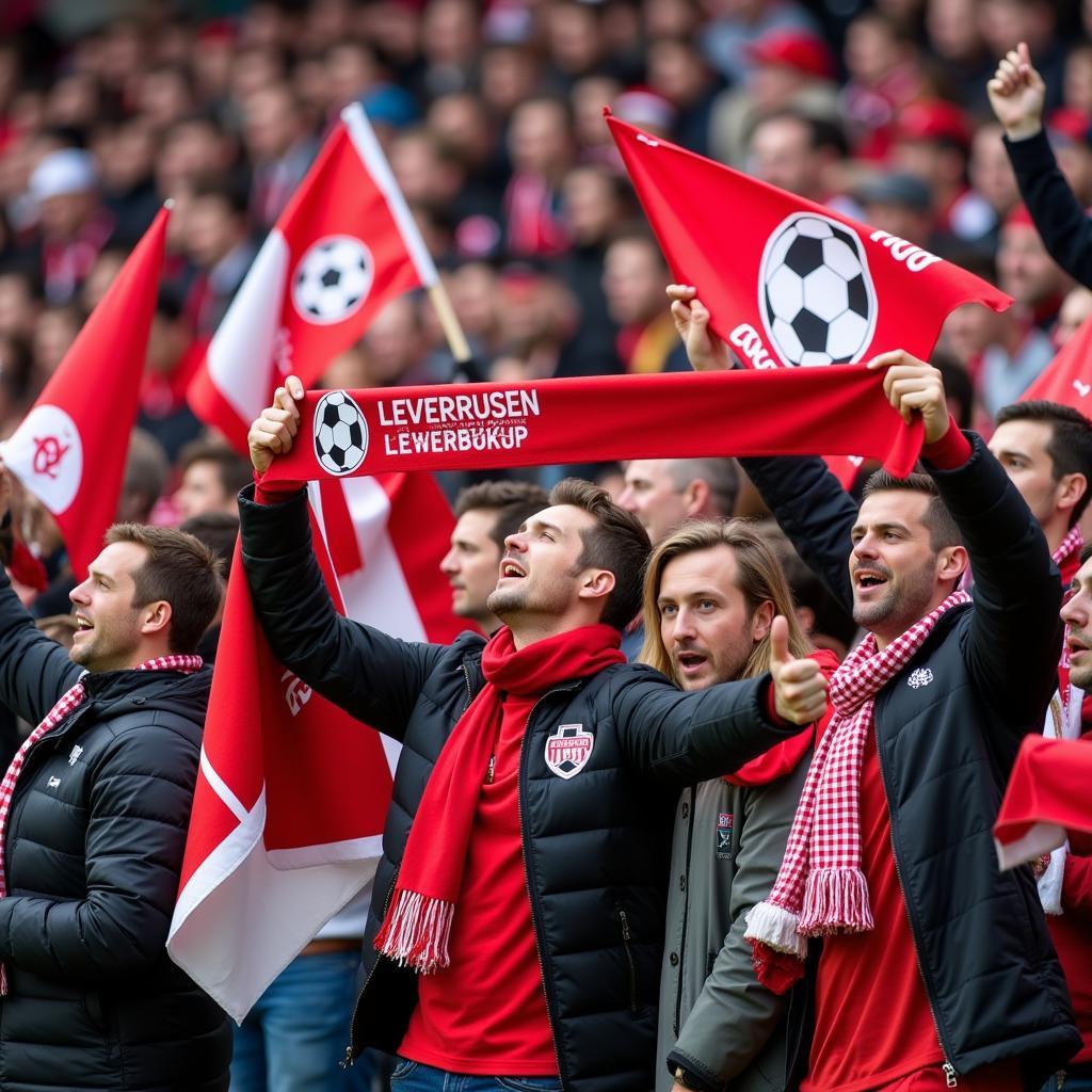 Leverkusen Fans unterstützen die Mannschaft im Auswärtsspiel