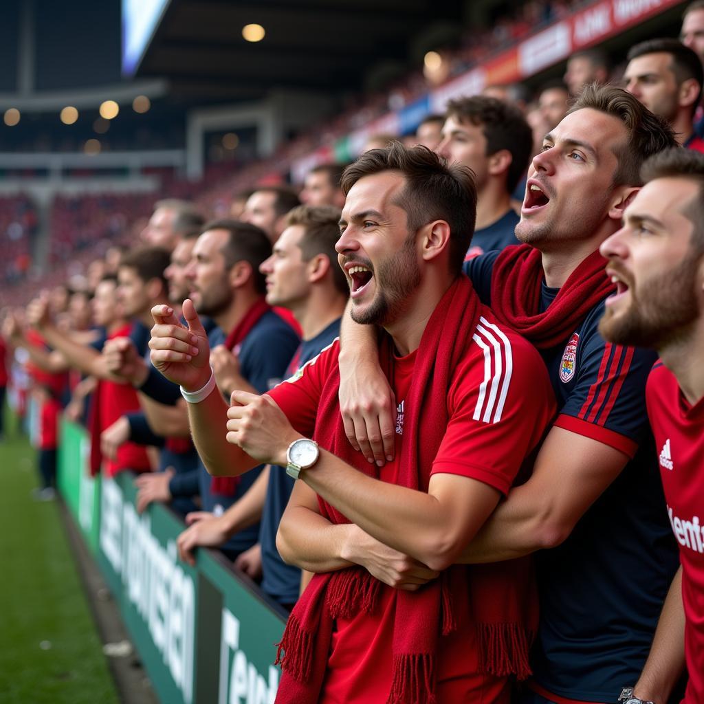 Leverkusen Fans feiern ein Tor