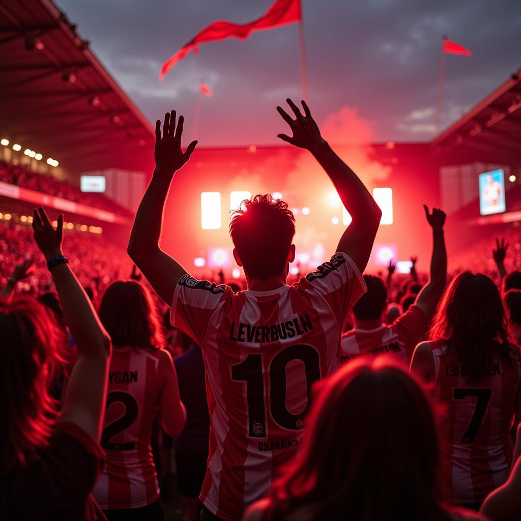 Leverkusen Fans feiern einen Sieg