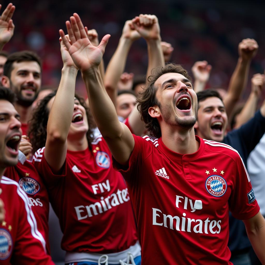 Leverkusen Fans feiern ein Tor gegen Bayern München