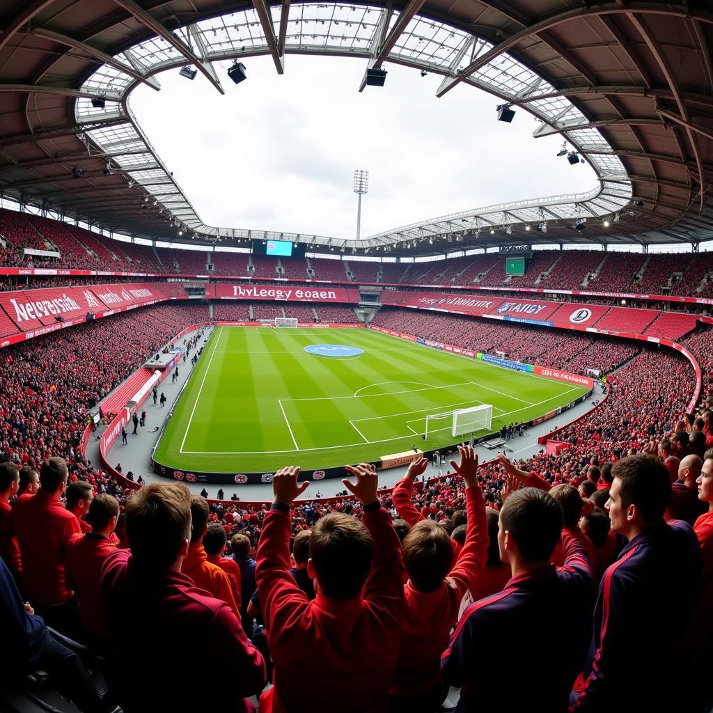 Leverkusen Fans im Stadion voller Hoffnung auf den Meistertitel