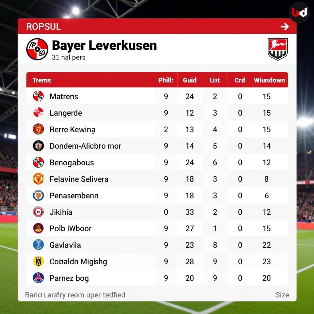 Bayer Leverkusen in der Bundesliga-Tabelle: Aktueller Stand und Platzierungsentwicklung.