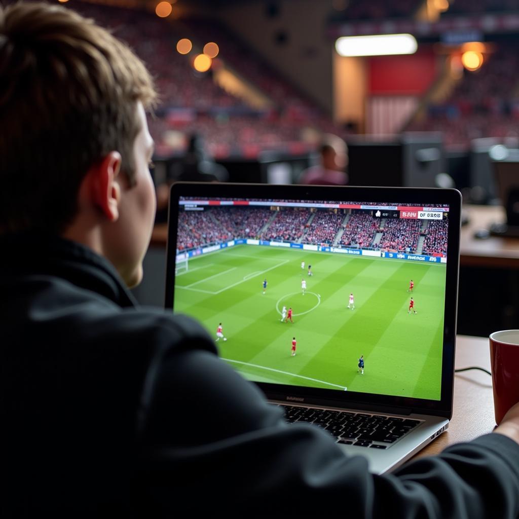 Leverkusen Finale Live Stream auf einem Laptop.