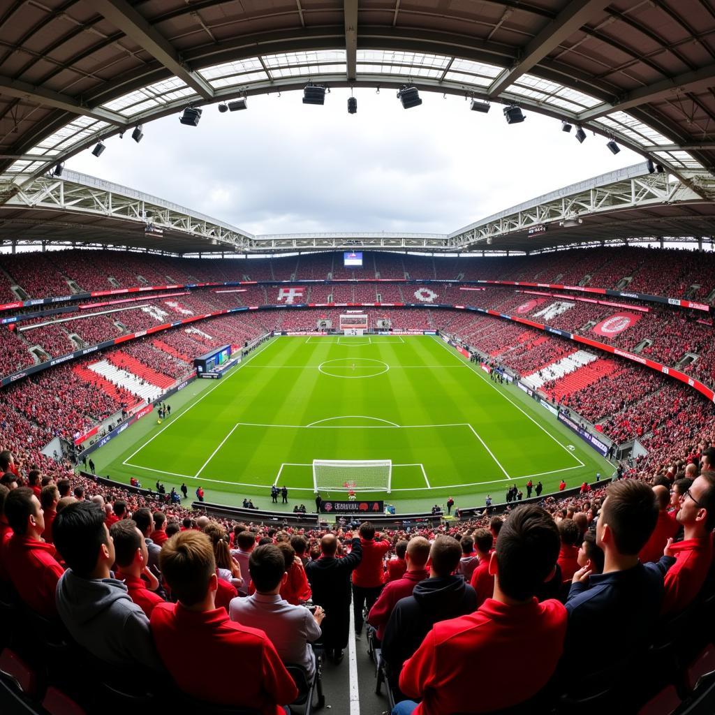 Fans von Leverkusen und Freiburg im Stadion