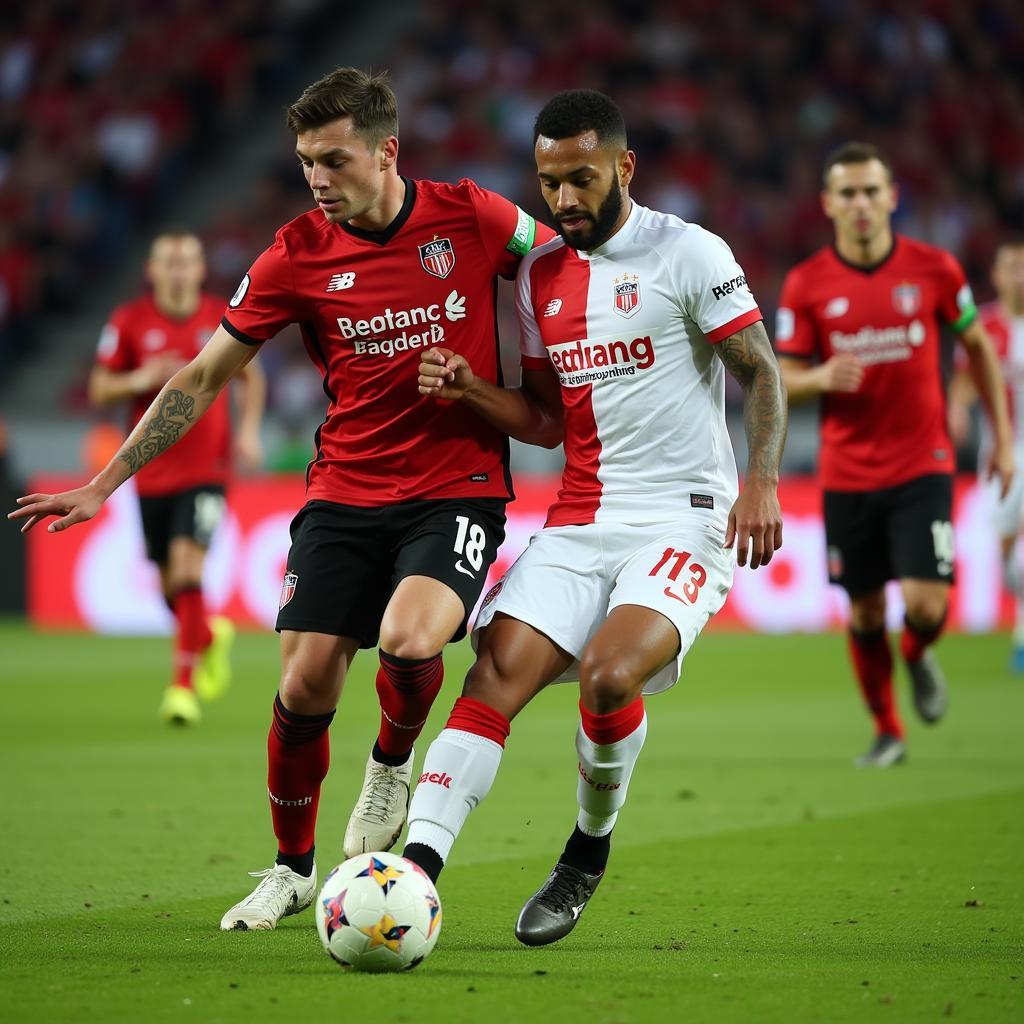 Leverkusen Häcken Spielszene in der BayArena