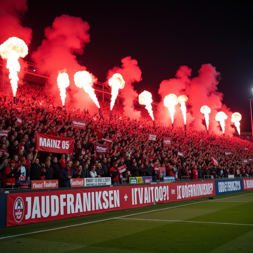 Fans von Leverkusen und Mainz 05 im Stadion