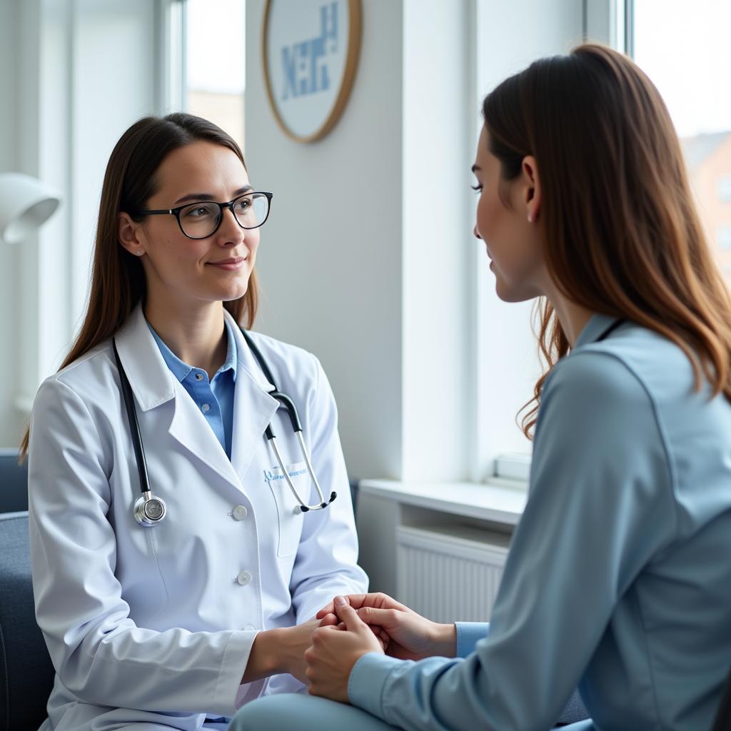 Leverkusen Medilev Arzt im Gespräch mit Patienten