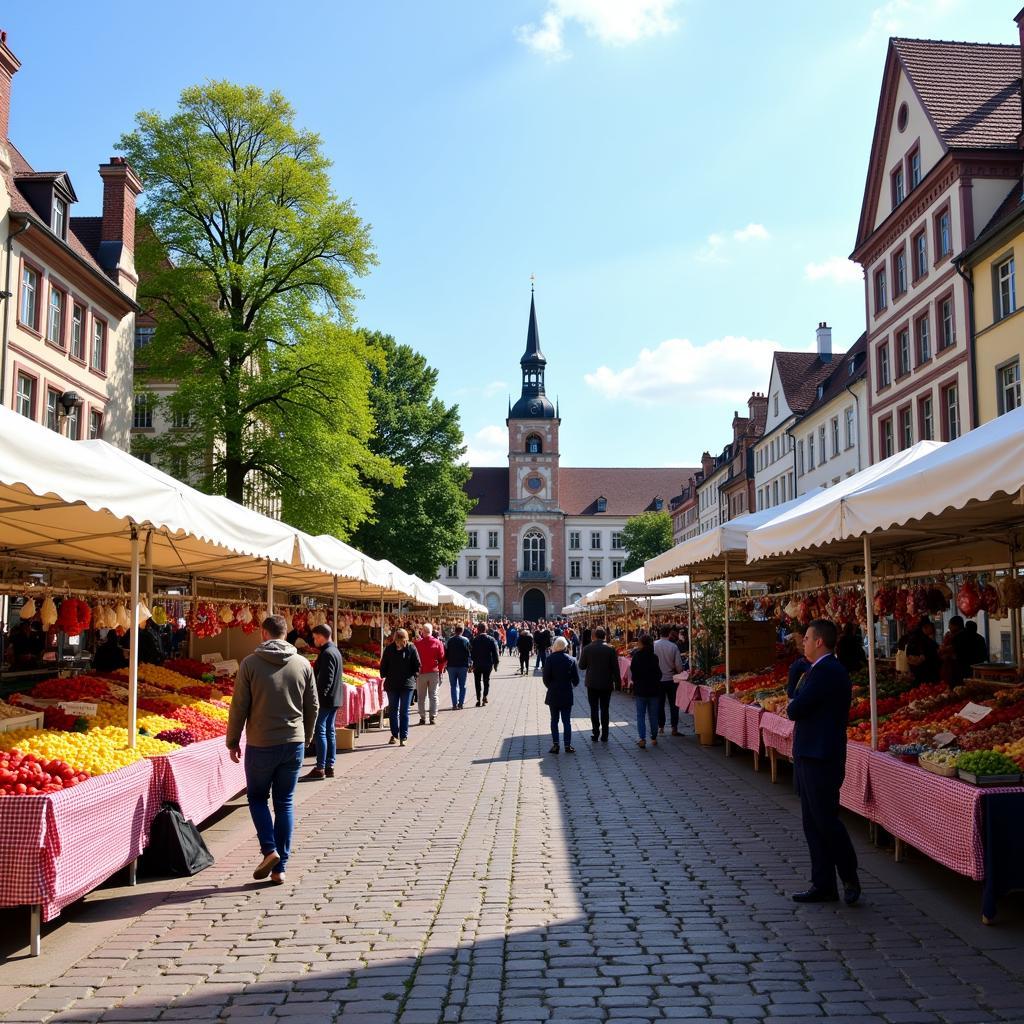 Markt auf dem Burgplatz in Leverkusen Opladen