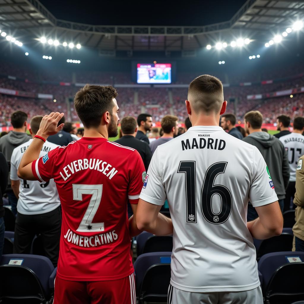 Leverkusen und Real Madrid Fans im Stadion