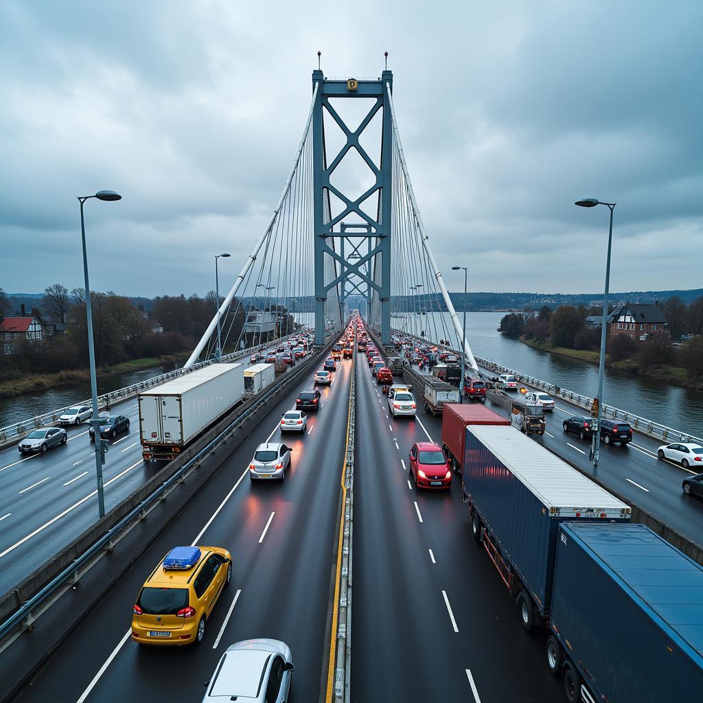 Leverkusen Rheinbrücke: Ein wichtiger Verkehrsknotenpunkt für den Güterverkehr und Pendler.