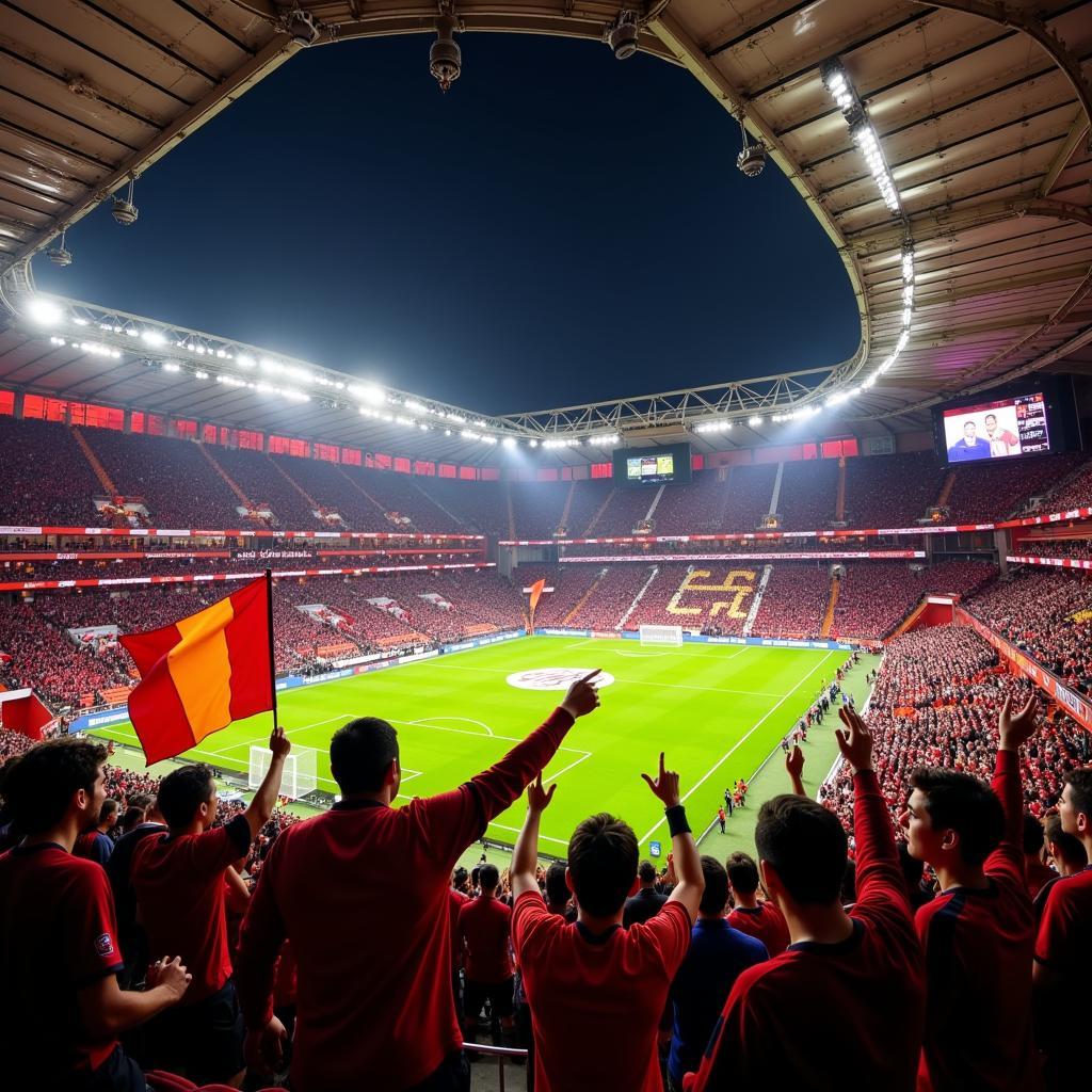 Fans von Leverkusen und AS Roma erzeugen eine elektrisierende Atmosphäre