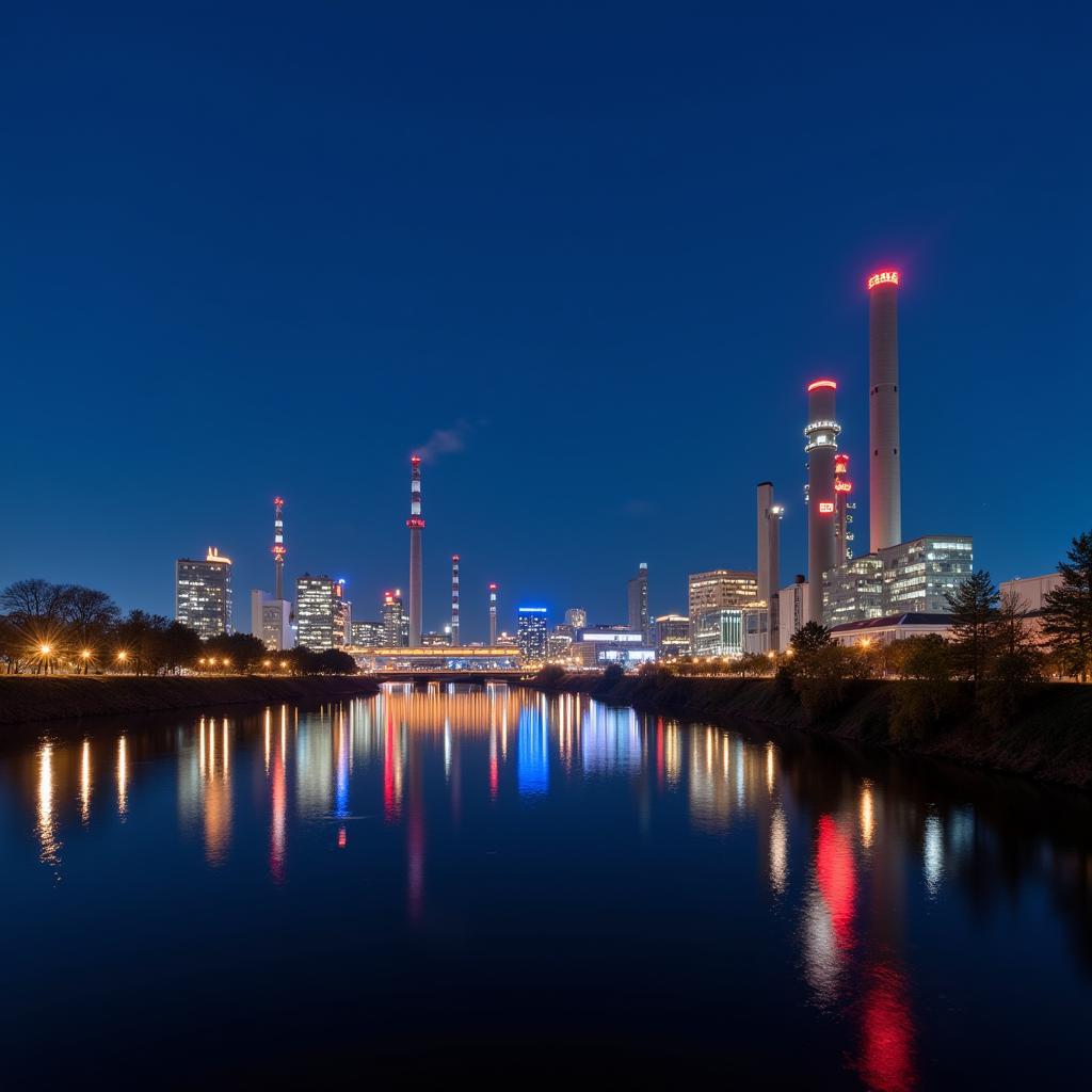 Leverkusen Skyline bei Nacht