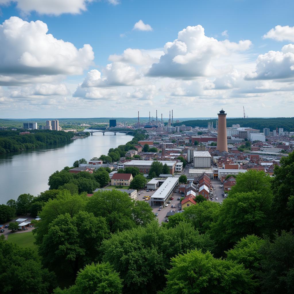 Leverkusen Stadtbild am Rhein: Industrie und Kultur