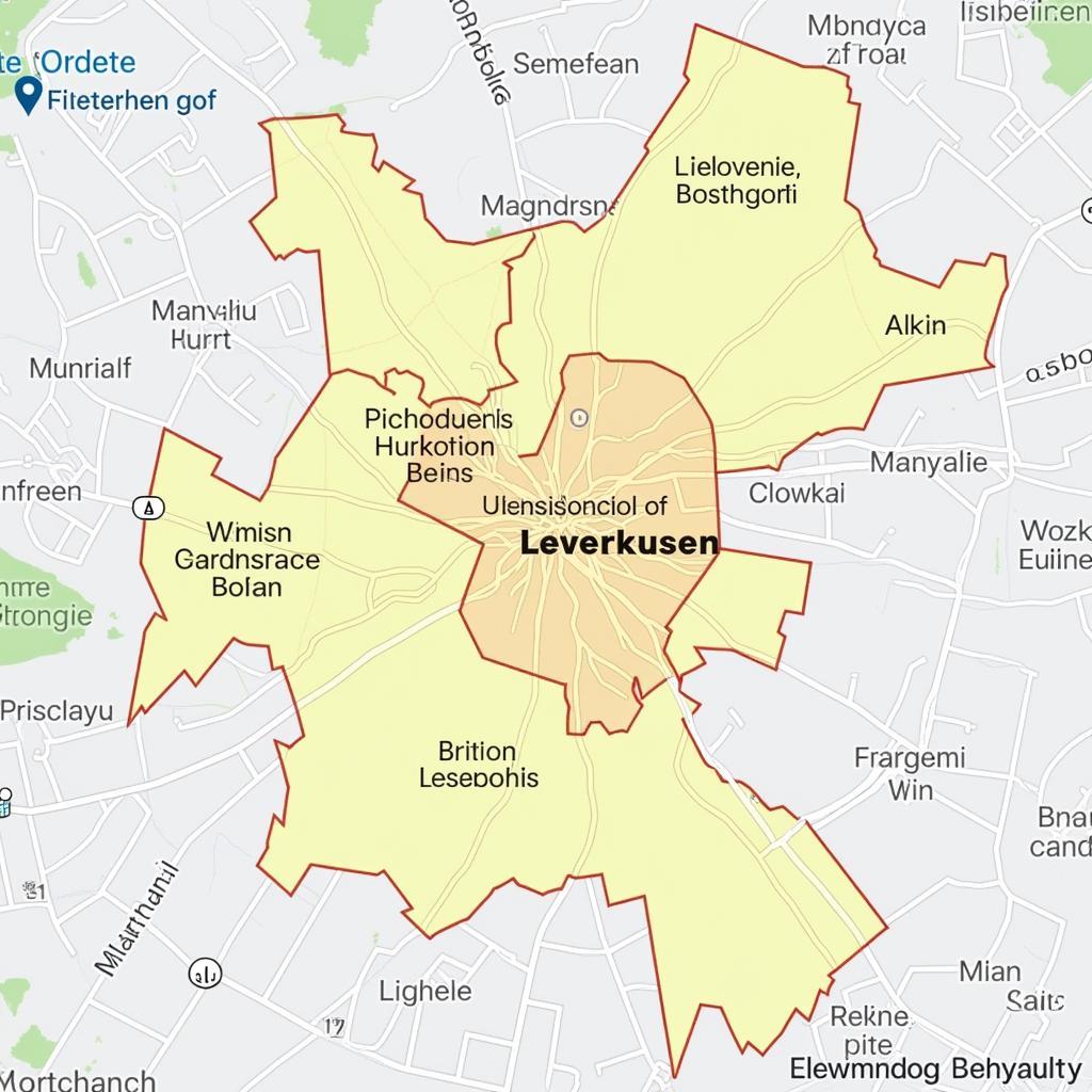 Leverkusen Stadtplan mit Postleitzahlen