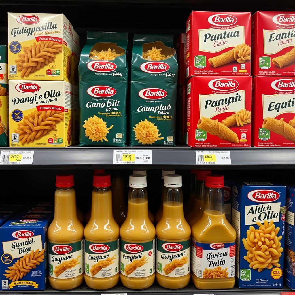 Barilla Pasta Regal in einem Leverkusener Supermarkt