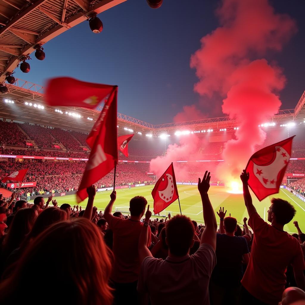 Leverkusen Triple 2024: Fans feiern einen Sieg.