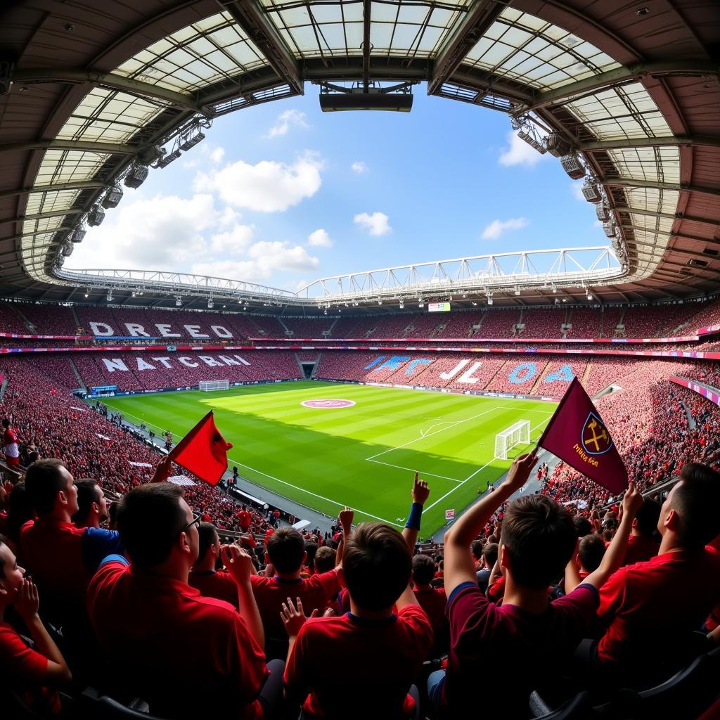 Fans im Stadion Leverkusen gegen West Ham United