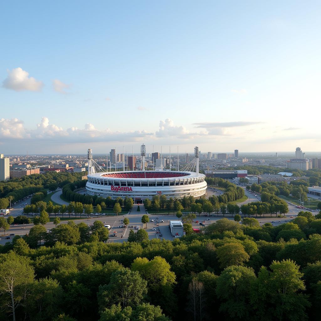 Leverkusen Wiesdorf Stadtansicht mit BayArena