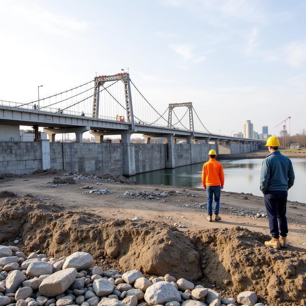 Fundament der Leverkusener Brücke