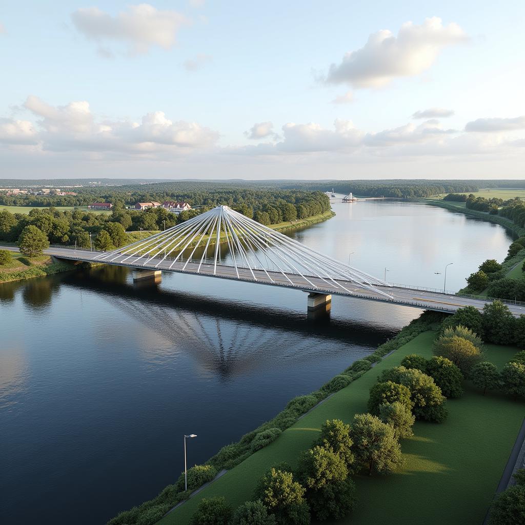 Visualisierung der fertigen Leverkusener Brücke