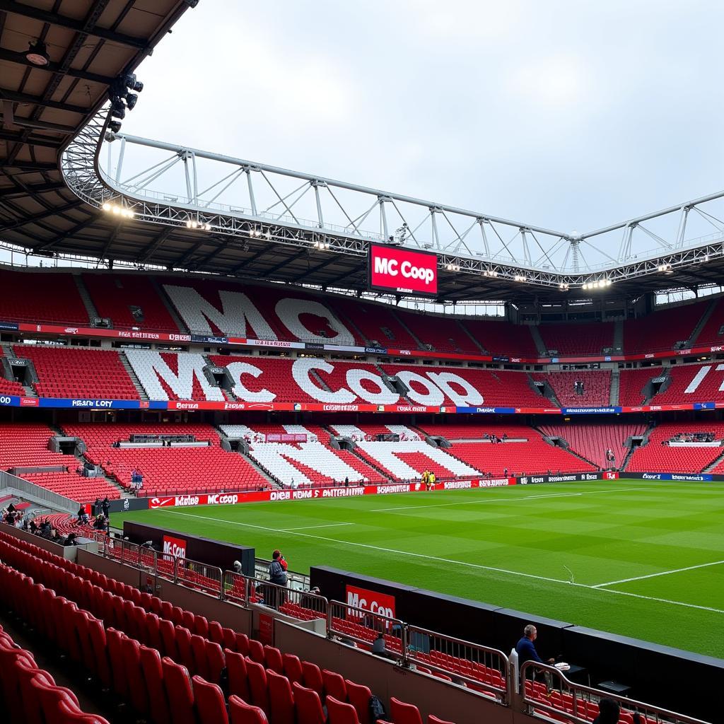 MC Coop Werbung im Stadion von Bayer 04 Leverkusen