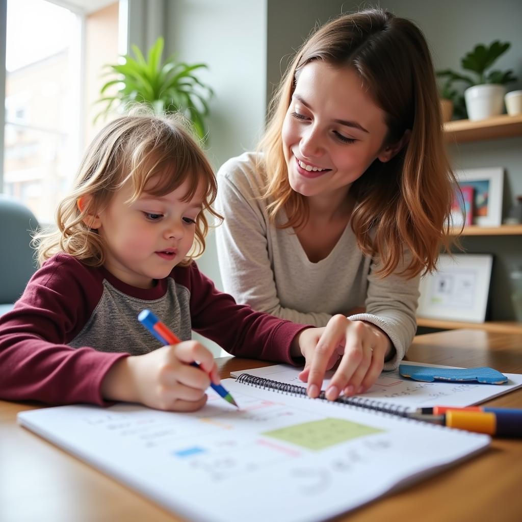 Mehrsprachige Kinderbetreuung in Köln und Leverkusen: Ein Kind lernt spielerisch Englisch mit einem Babysitter.