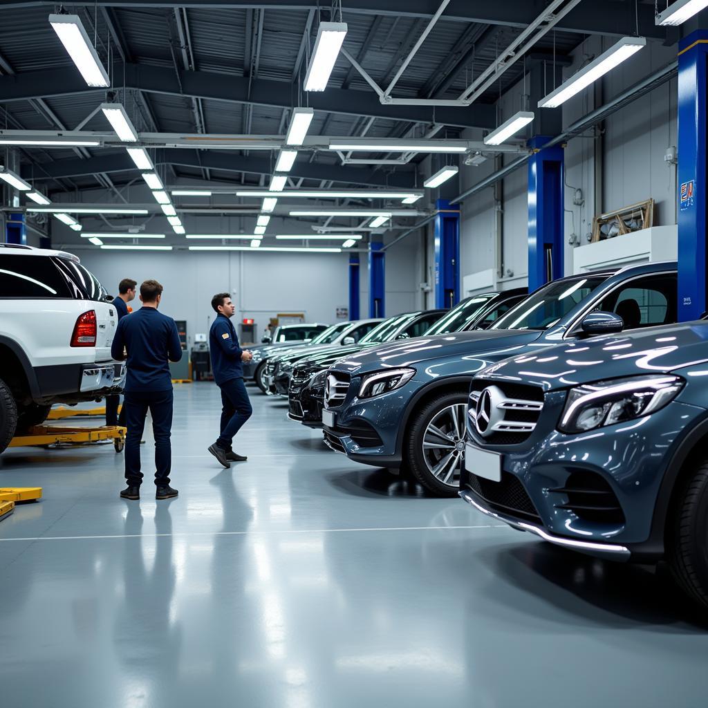 Professionelle Werkstatt des Mercedes-Benz Autohauses in Leverkusen