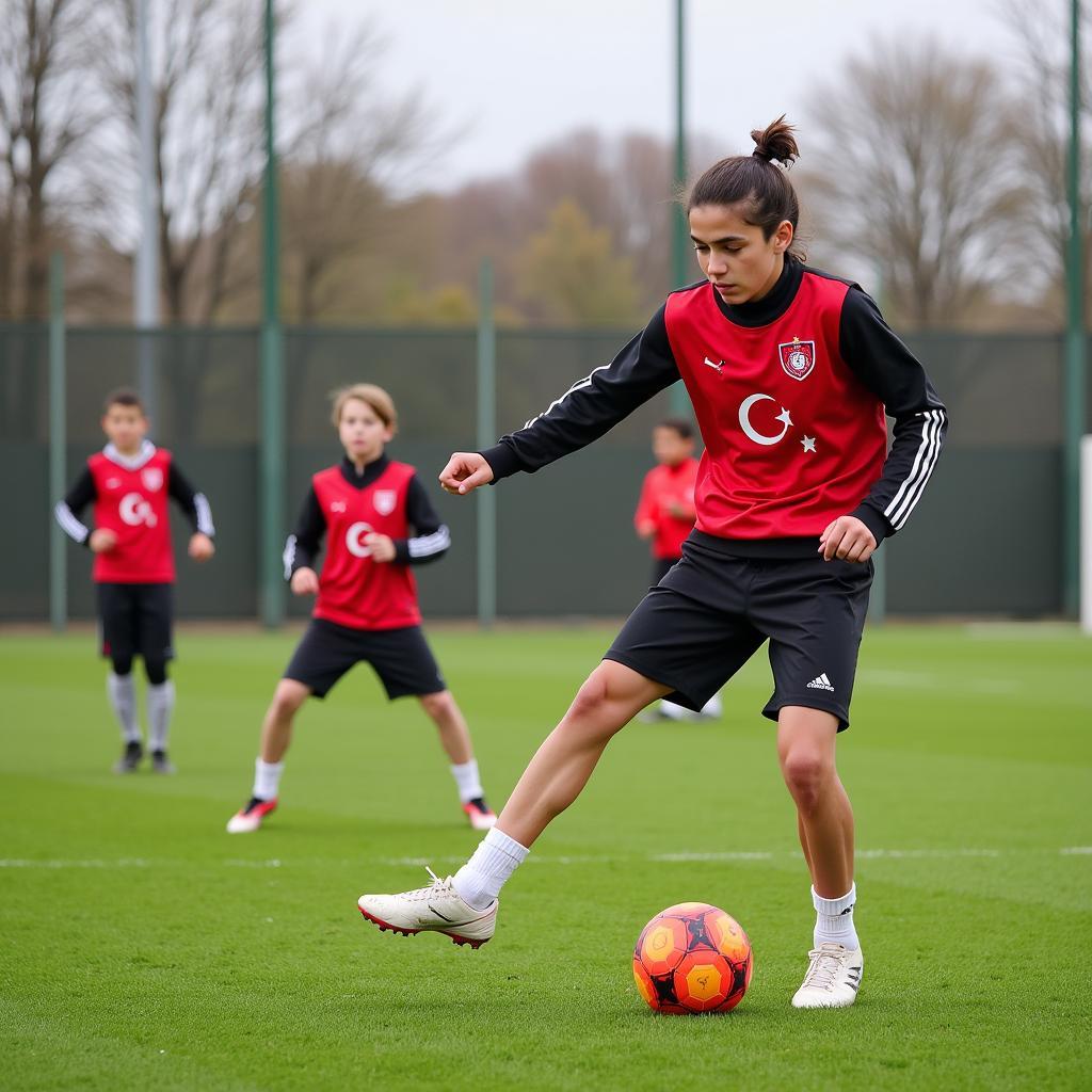 Junge Fußballer aus der türkischen Community trainieren bei Bayer 04 Leverkusen.