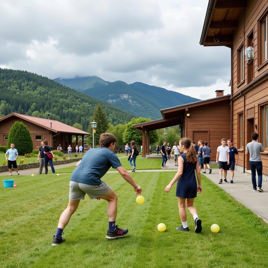 Schüler auf dem Schulhof der Montanus-Realschule