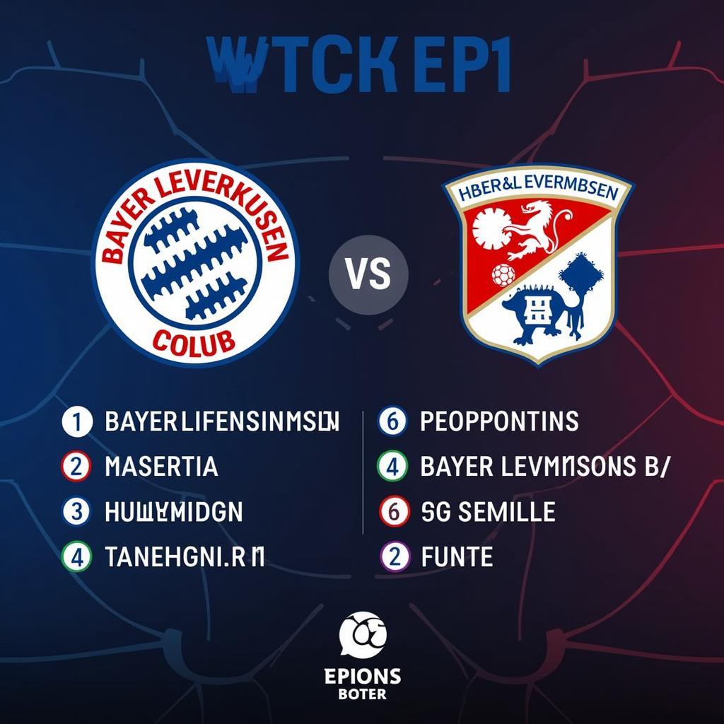 Spielplan des nächsten Bayer Leverkusen Match.