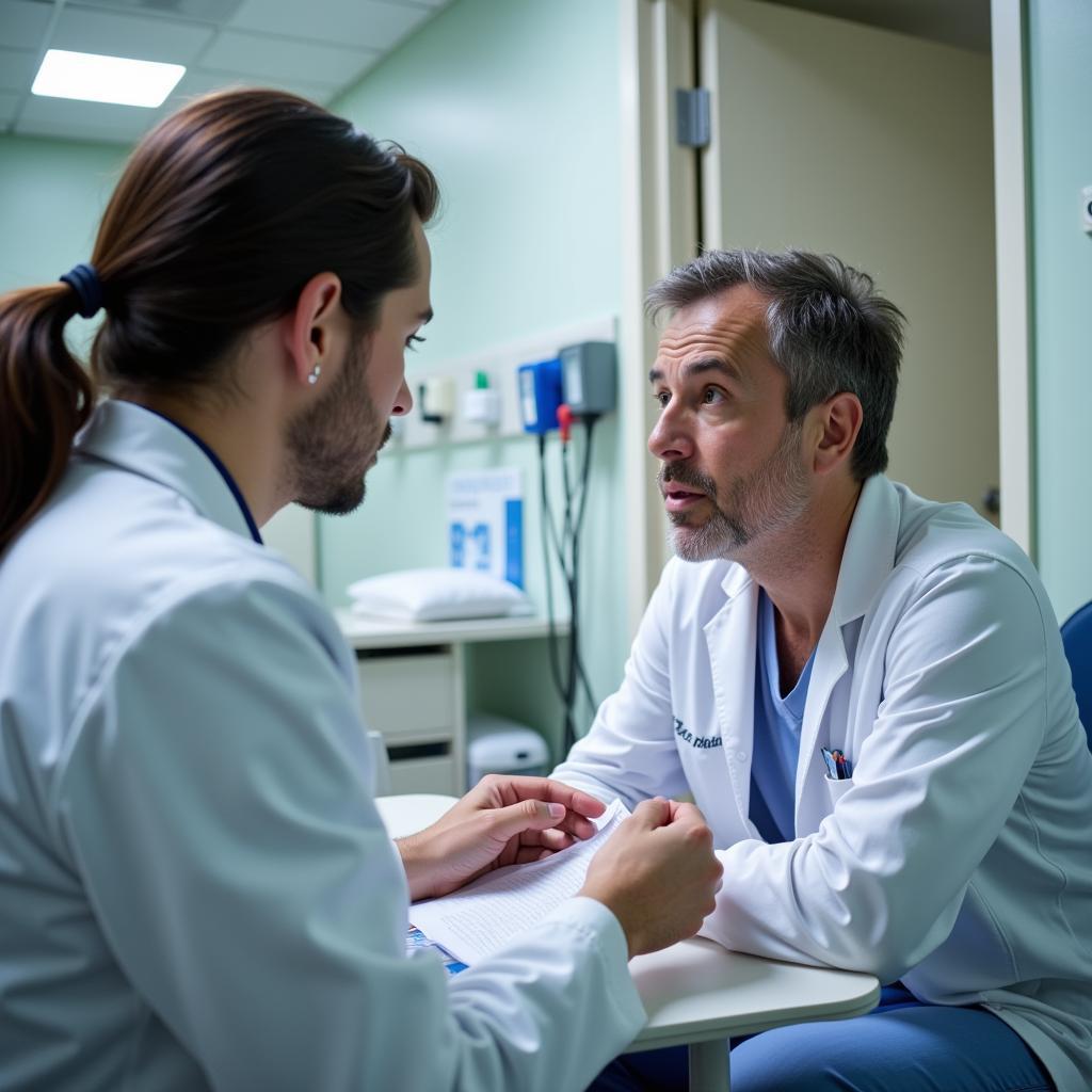 Notfallpraxis Leverkusen: Ein Arzt untersucht einen Patienten.